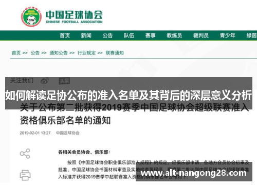 如何解读足协公布的准入名单及其背后的深层意义分析